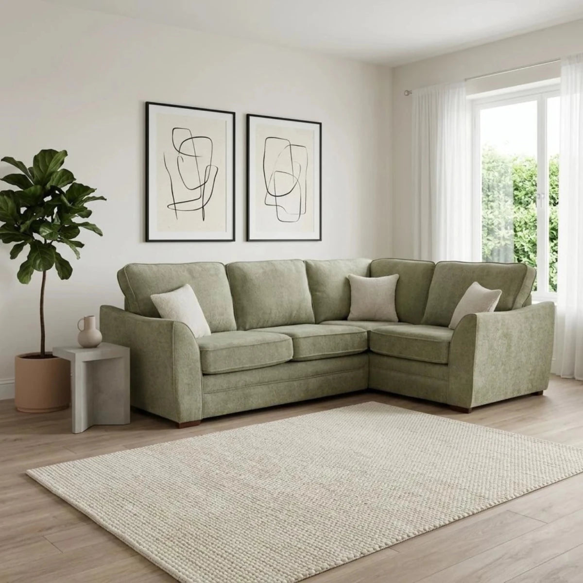 Modern large arm chaise sofa with supportive seating and fabric finish.