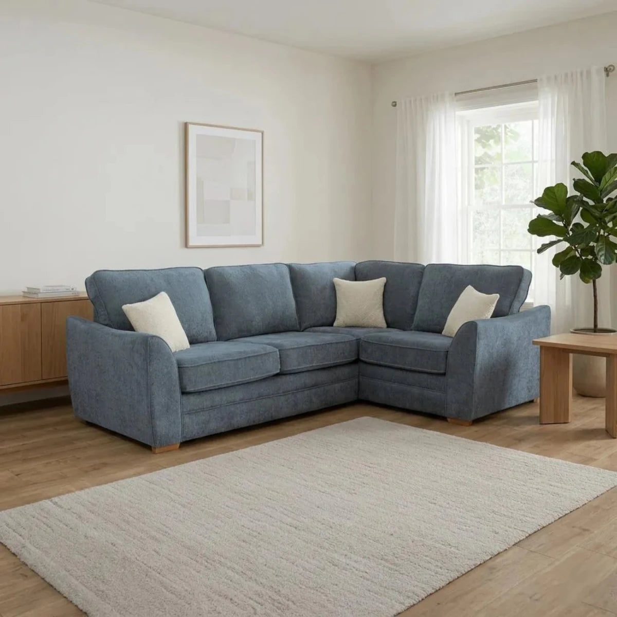 Andover Leo large arm chaise sofa with teardrop arms and modern design.
