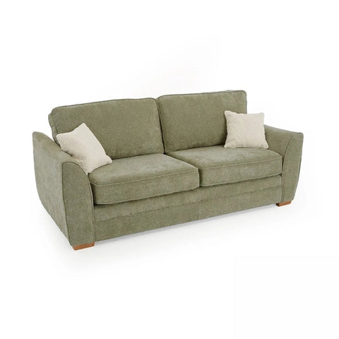 3 seater fabric sofa with curved arms and supportive seating.