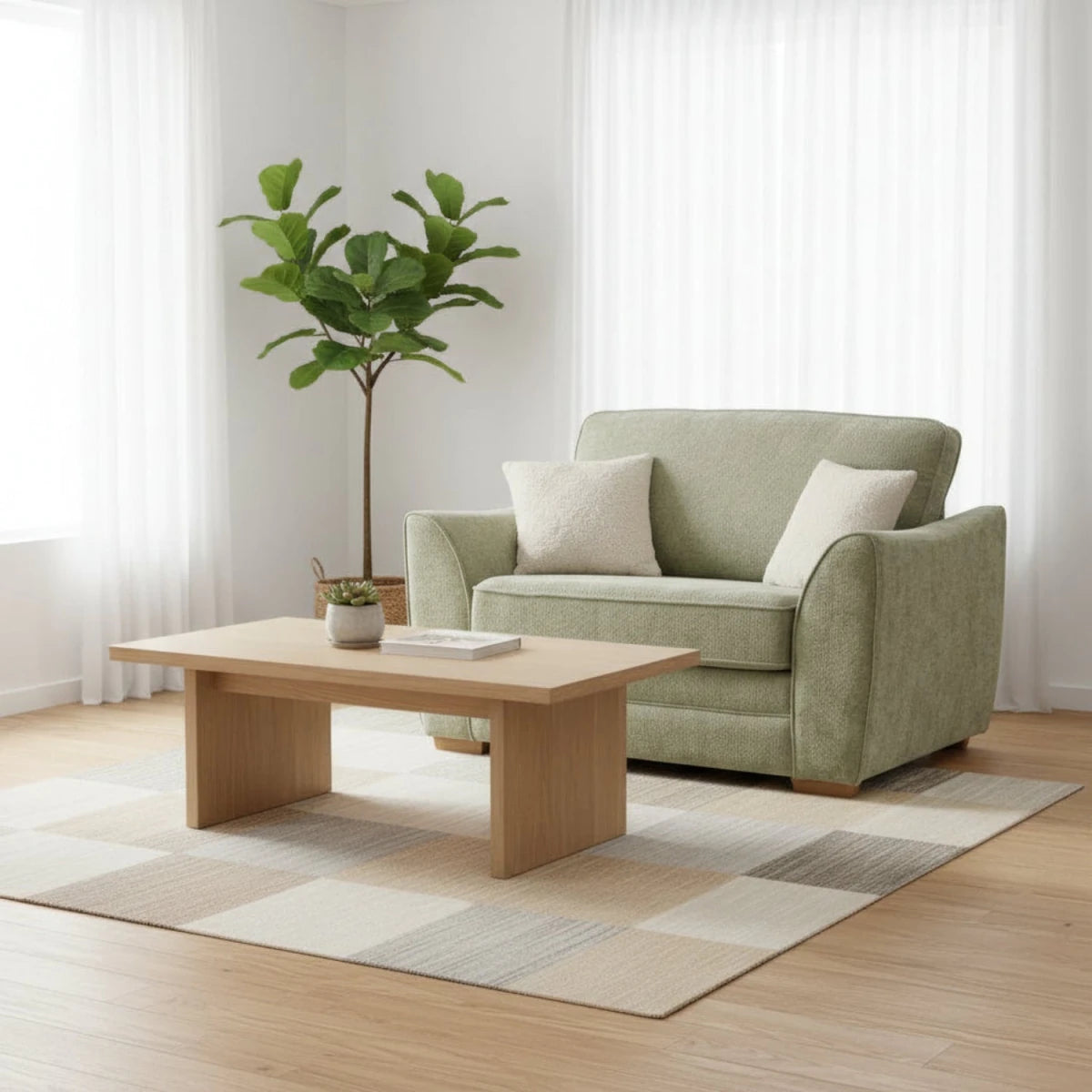 Andover Leo love chair with compact design and curved arms.