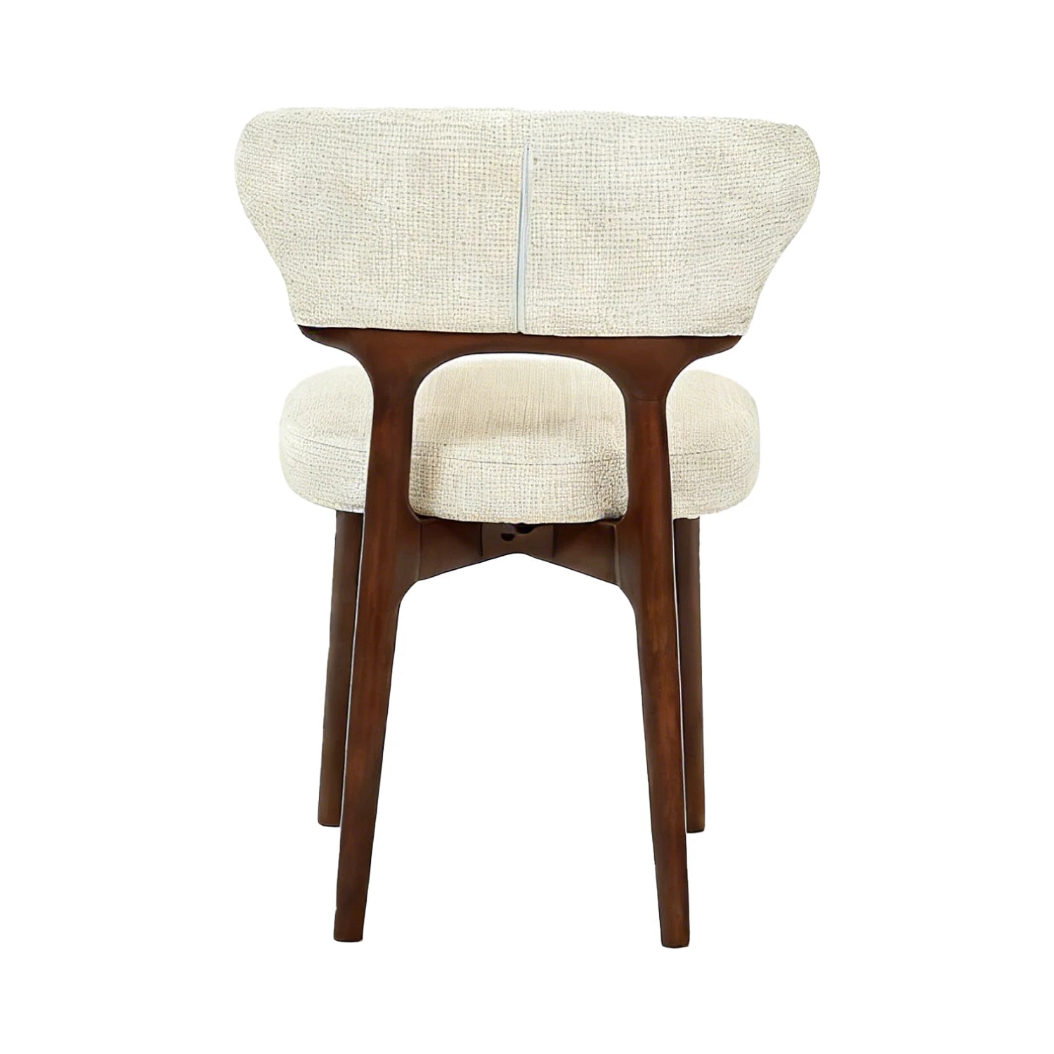 Cream upholstered dining chair with wooden frame