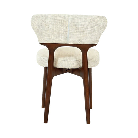 Cream upholstered dining chair with wooden frame
