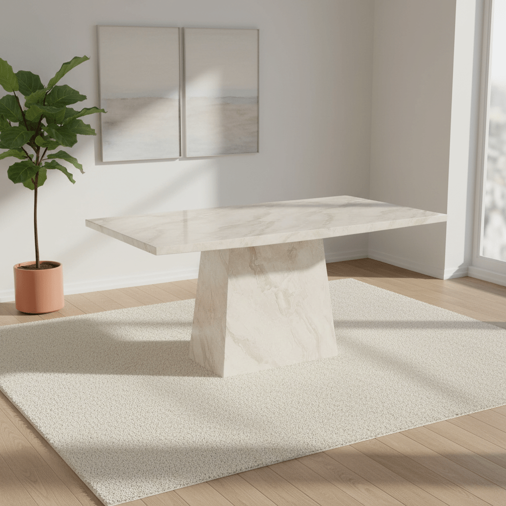 Sirius 200cm Fixed Top Taupe Marble Dining Table