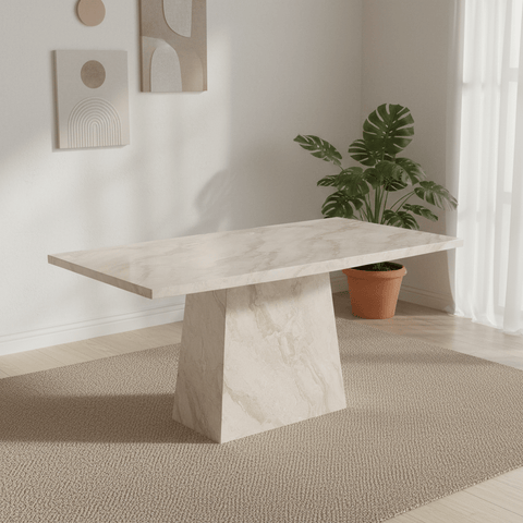 Sirius 160cm Fixed Top Taupe Marble Dining Table