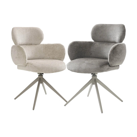 Set of 4 Apollo Beige Fabric Swivel Dining Chairs