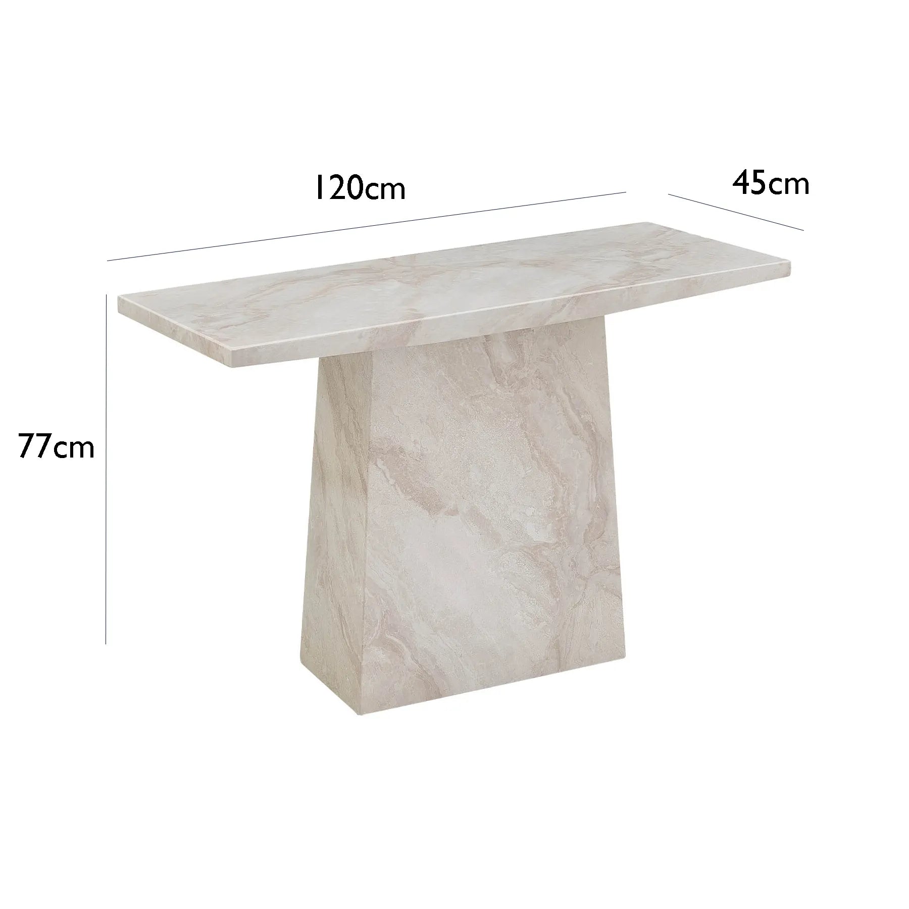 Apollo Taupe Marble Gloss Console Table – Dimensions