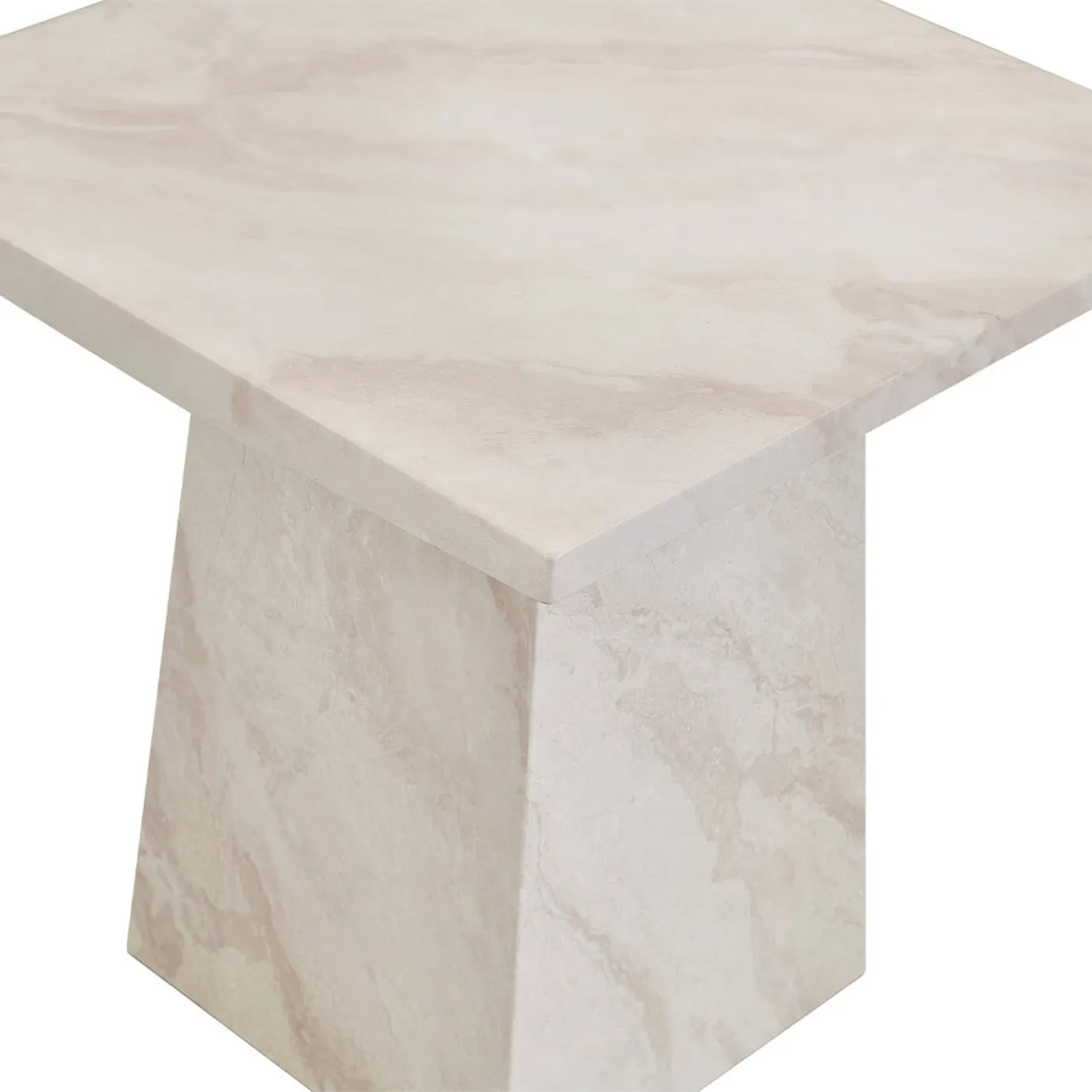 Apollo Taupe Marble Gloss Lamp Table – Closeup View