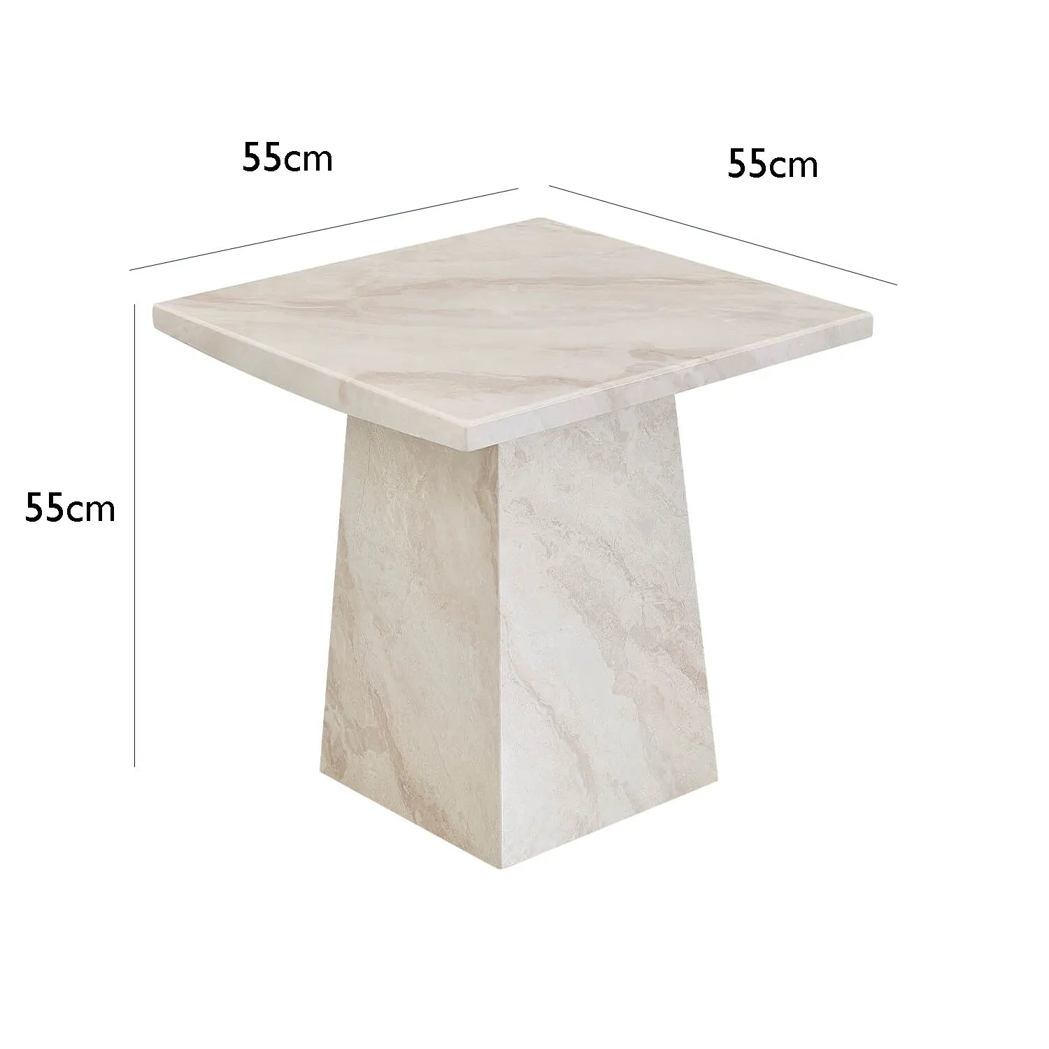 Apollo Taupe Marble Gloss Lamp Table – Dimensions
