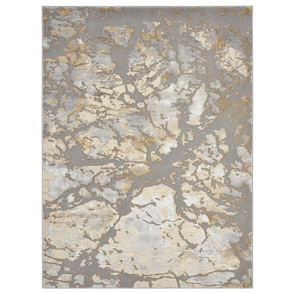Apollo 2677 Modern Abstract Rug in Grey/Gold