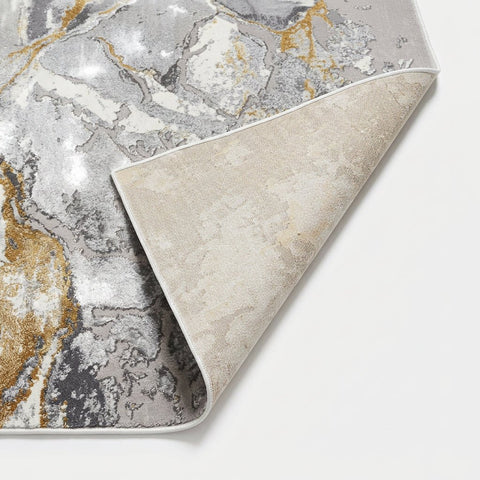 Apollo 2677 Modern Abstract Rug in Grey/Gold backside view