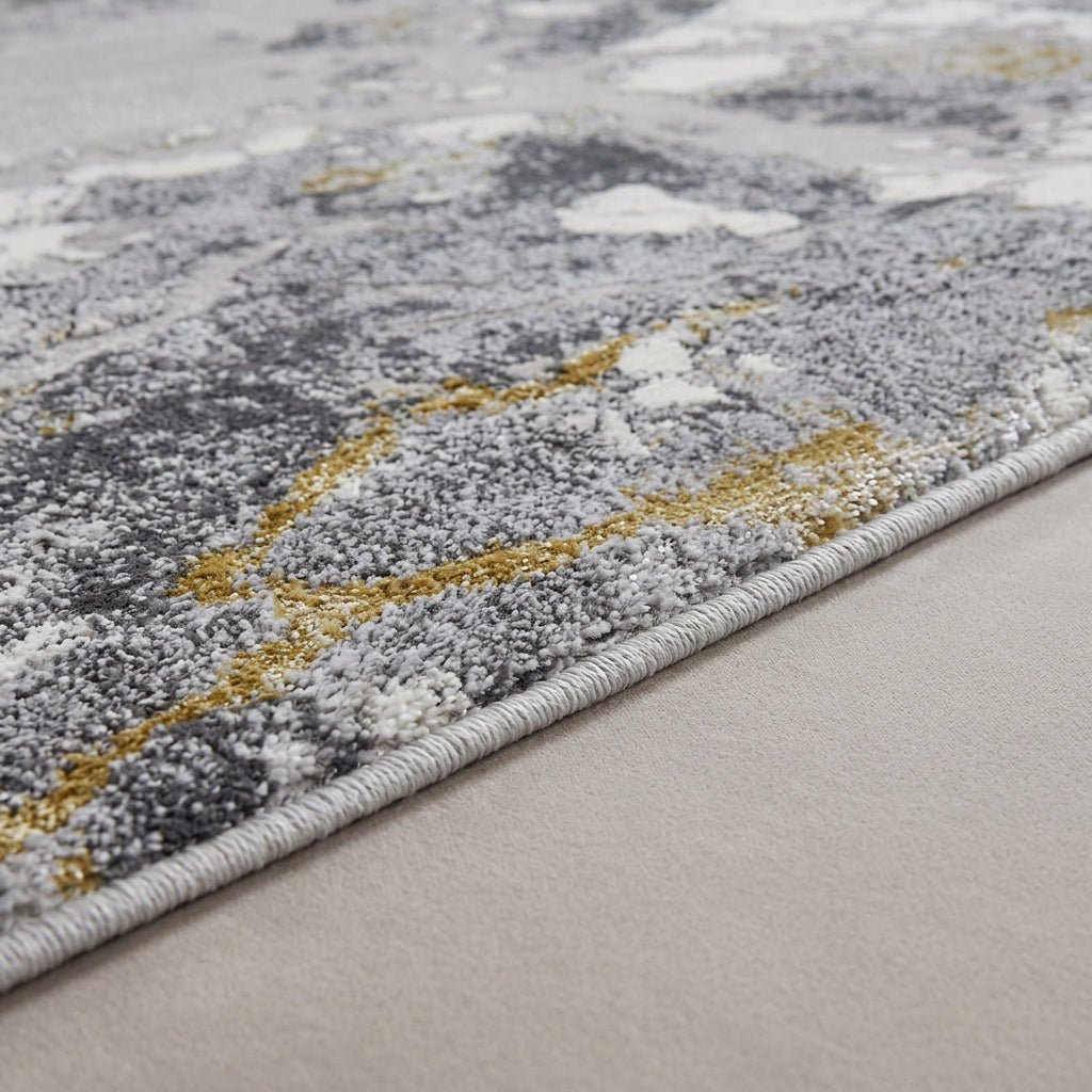 Apollo 2677 Modern Abstract Rug in Grey/Gold side view