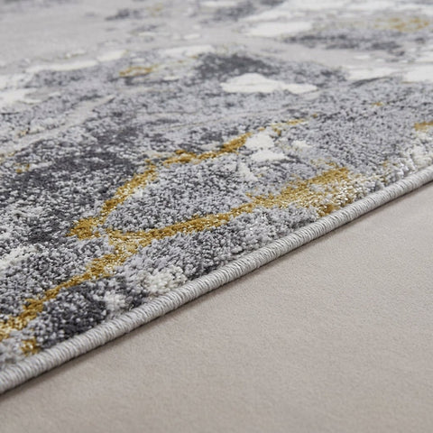 Apollo 2677 Modern Abstract Rug in Grey/Gold side view