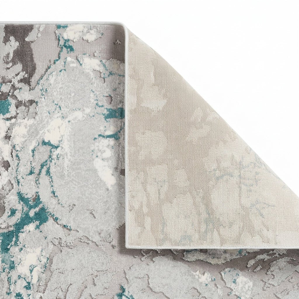 Apollo 2677 Modern Abstract Rug in Grey/Green back side view