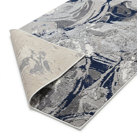 Apollo 2677 Modern Abstract Rug in Grey/Navy back side 