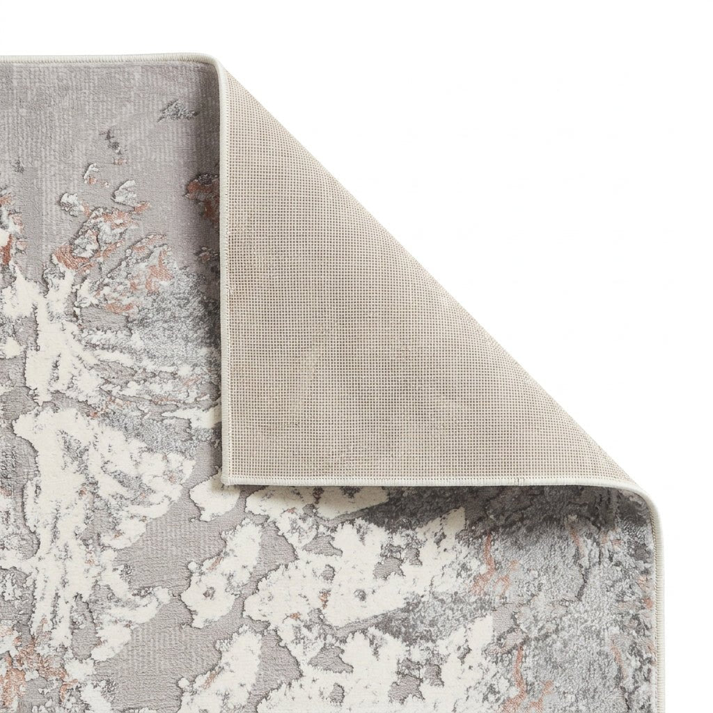 Apollo 2677 Modern Abstract Rug in Grey/Rose back side view