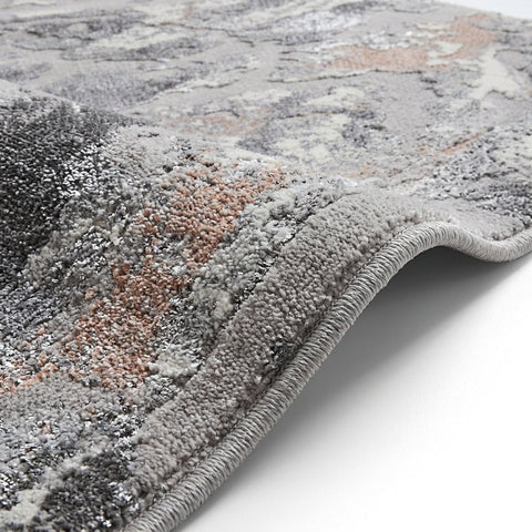 Apollo 2677 Modern Abstract Rug in Grey/Rose side closeup view
