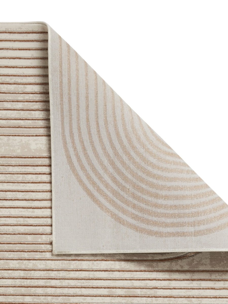 Apollo 2683  Modern Linear Rug in Bronze/Grey back side closeup view