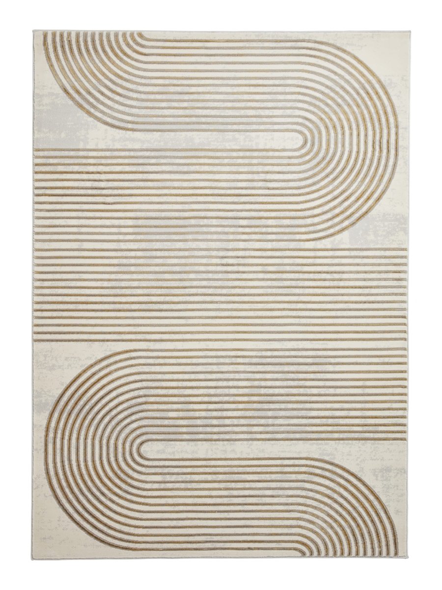Apollo 2683  Modern Linear Rug in Grey/Gold 