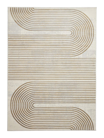 Apollo 2683  Modern Linear Rug in Grey/Gold 
