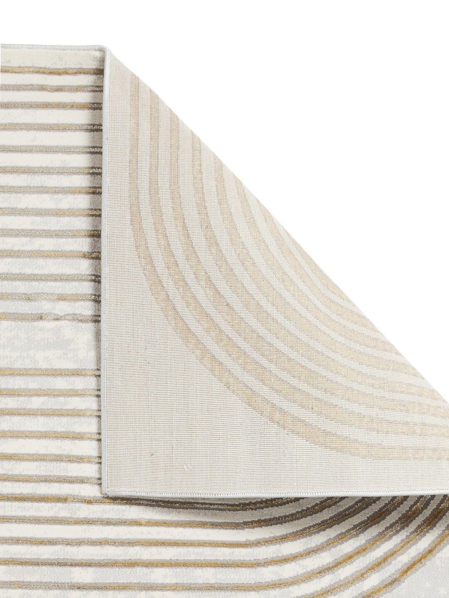 Apollo 2683  Modern Linear Rug in Grey/Gold back side closeup view
