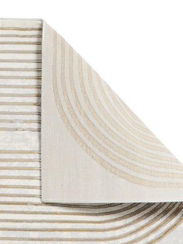 Apollo 2683  Modern Linear Rug in Grey/Gold back side closeup view