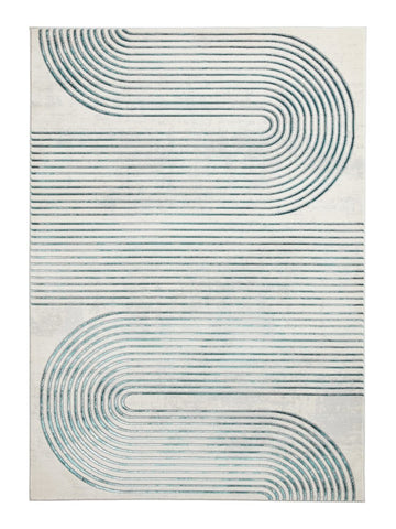 Apollo 2683  Modern Linear Rug in Grey/Green
