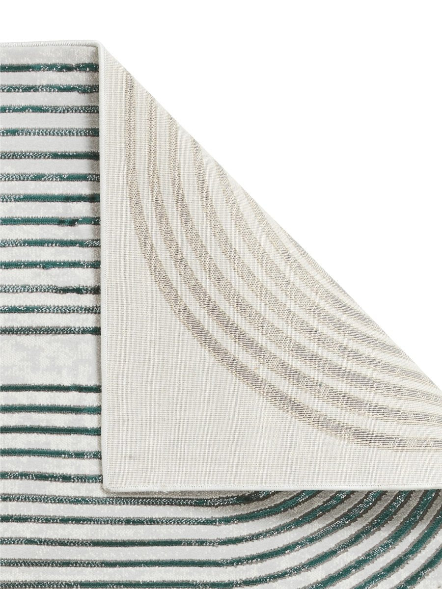 Apollo 2683  Modern Linear Rug in Grey/Green back side closeup view