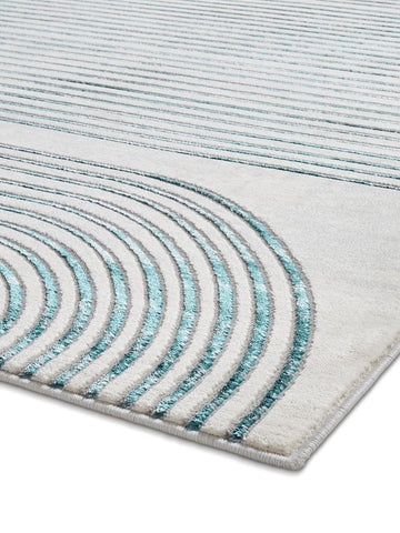 Apollo 2683  Modern Linear Rug in Grey/Green side view