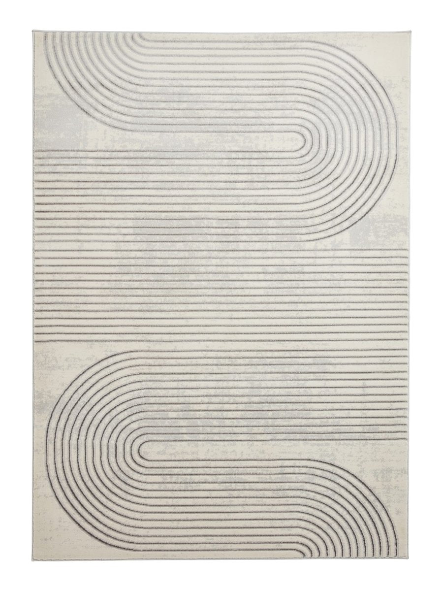Apollo 2683  Modern Linear Rug in Grey/Ivory