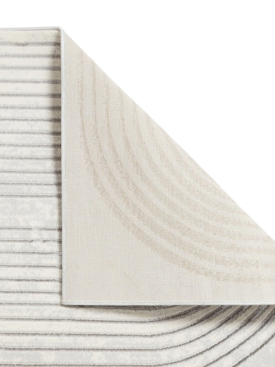 Apollo 2683  Modern Linear Rug in Grey/Ivory back side closeup view