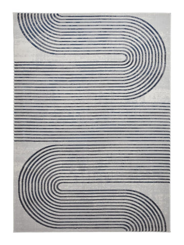 Apollo 2683  Modern Linear Rug in Grey/Navy 
