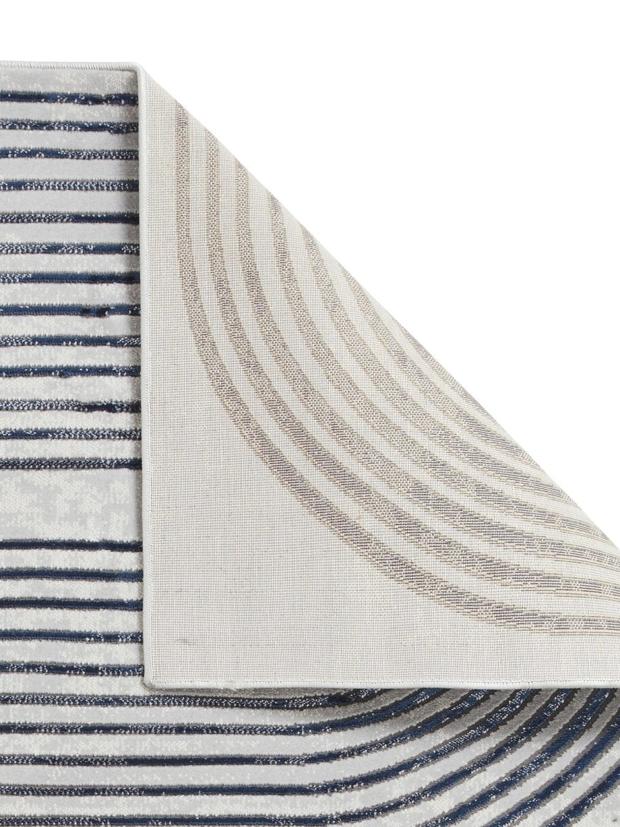 Apollo 2683  Modern Linear Rug in Grey/Navy back side closeup view