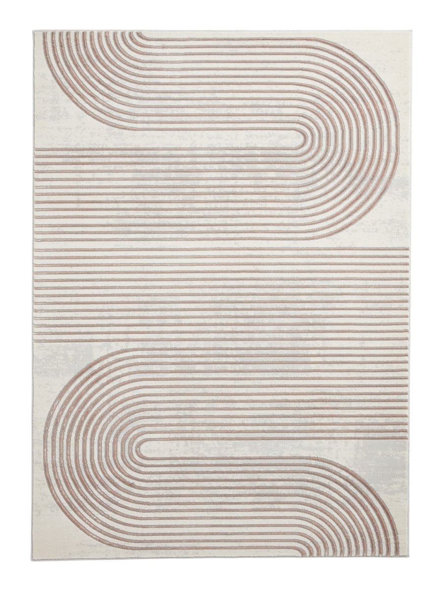 Apollo 2683  Modern Linear Rug in Grey/Rose