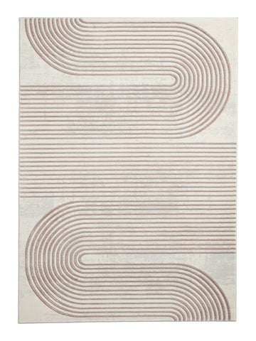 Apollo 2683  Modern Linear Rug in Grey/Rose