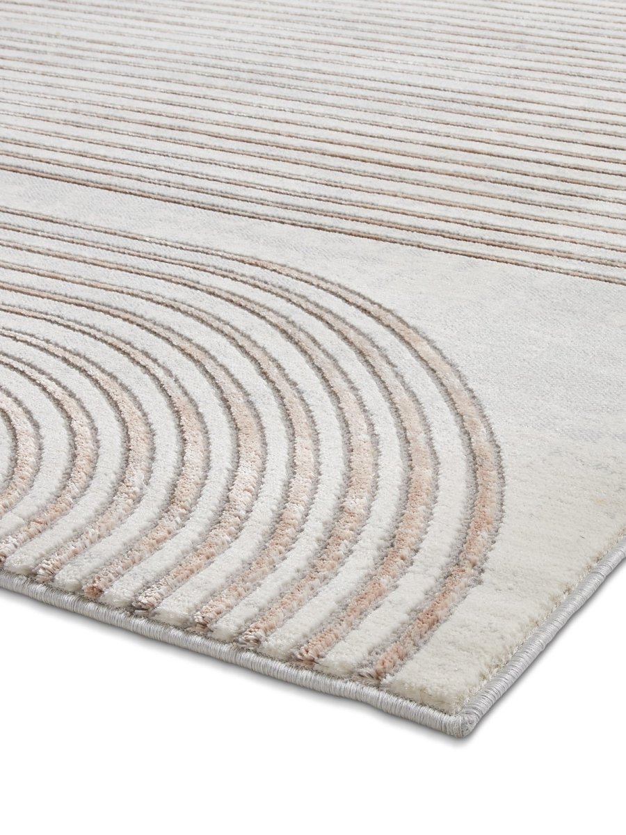 Apollo 2683  Modern Linear Rug in Grey/Rose side view