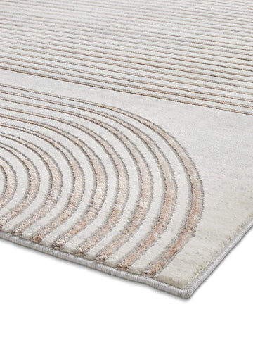 Apollo 2683  Modern Linear Rug in Grey/Rose side view