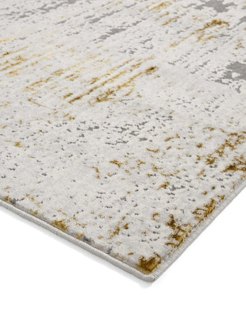 Apollo CK406 Modern Abstract Rug in Grey/Gold side angle view