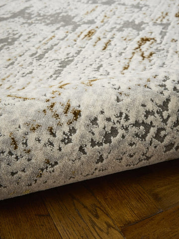 Apollo CK406 Modern Abstract Rug in Grey/Gold closeup view