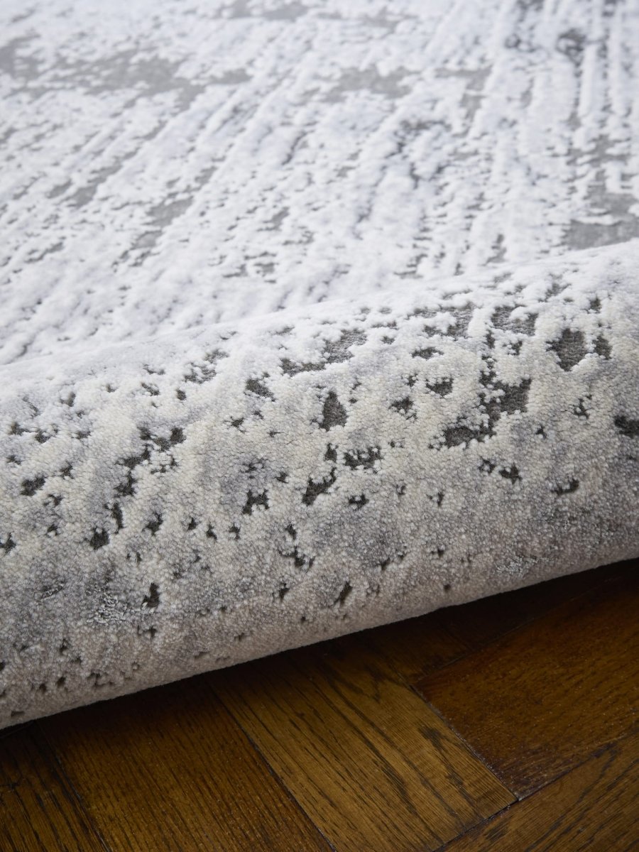 Apollo CK406 Modern Abstract Rug in Grey/Silver closeup view