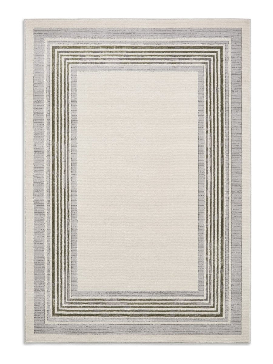 Apollo CK417 Modern Geometric Rug in Ivory/Green
