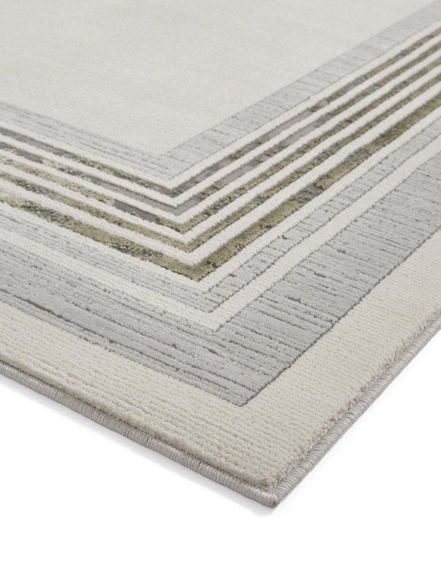 Apollo CK417 Modern Geometric Rug in Ivory/Green side angle view