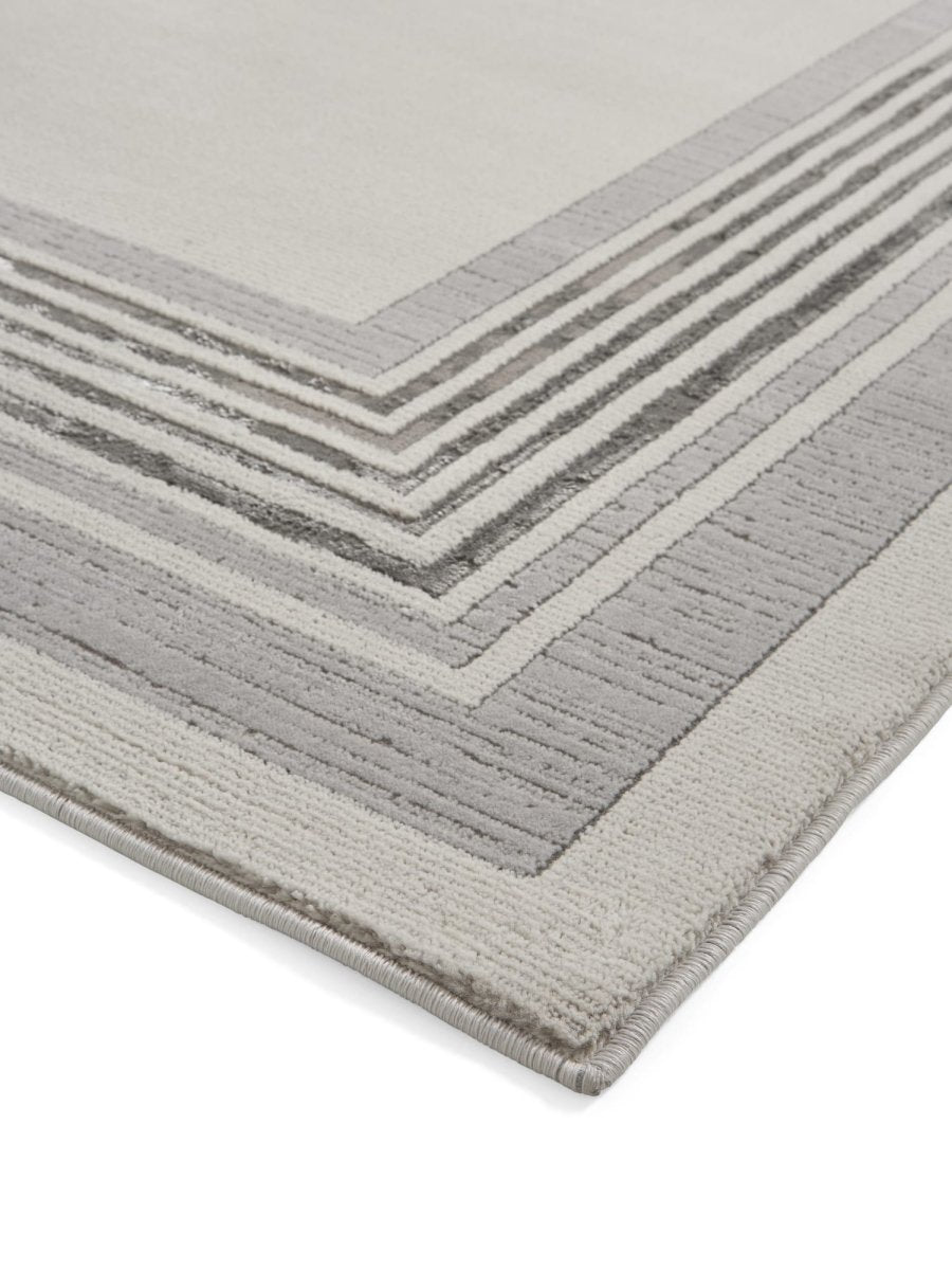Apollo CK417 Modern Geometric Rug in Ivory/Green side angle view
