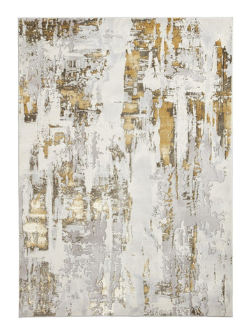 Apollo CR579 Modern Abstract Rug in Grey/Gold