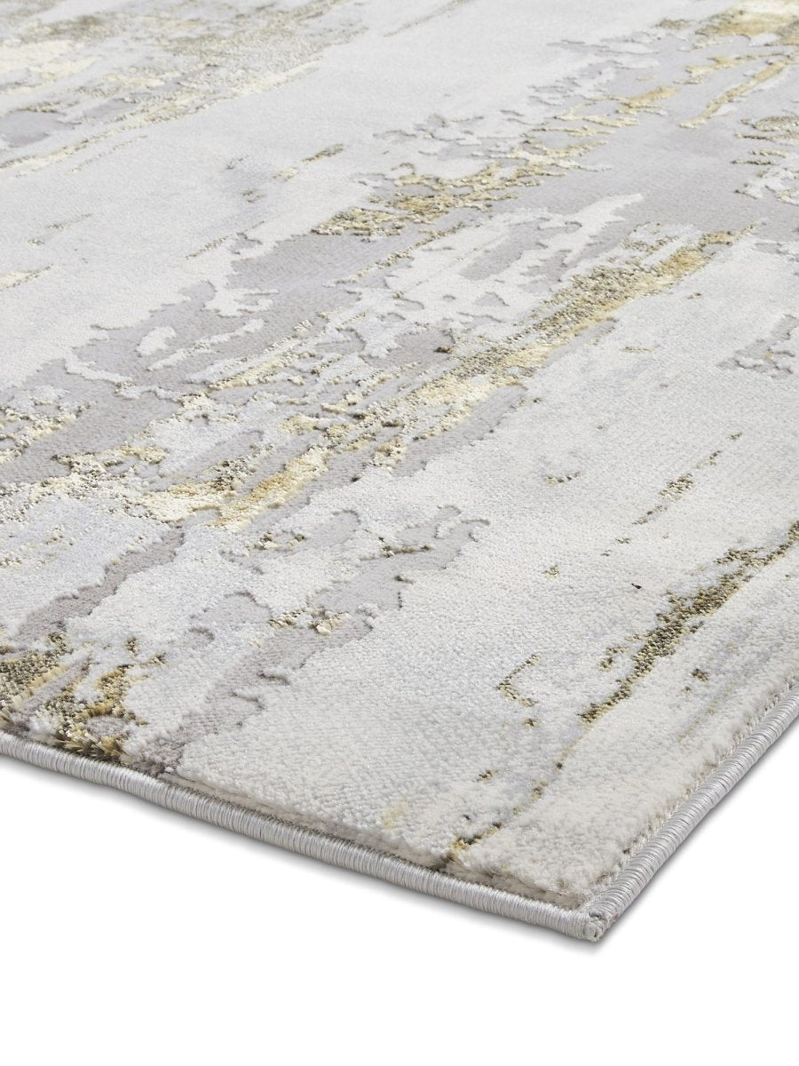Apollo CR579 Modern Abstract Rug in Grey/Gold side angle view