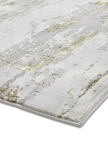 Apollo CR579 Modern Abstract Rug in Grey/Gold side angle view