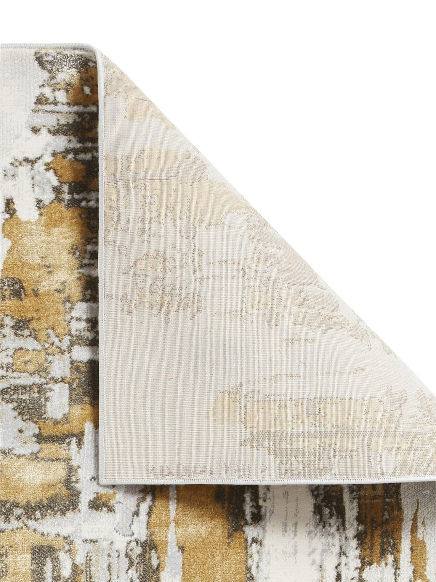 Apollo CR579 Modern Abstract Rug in Grey/Gold back side view