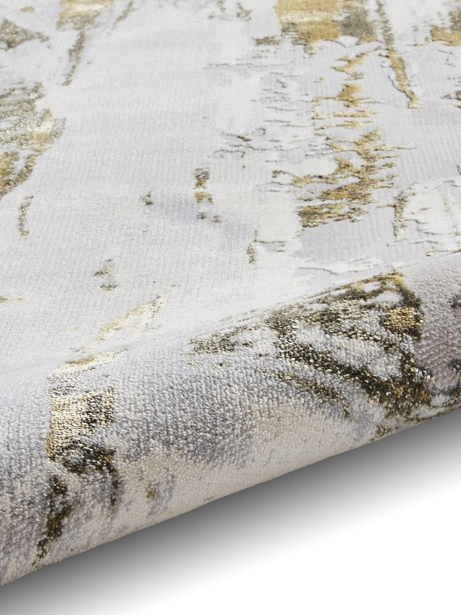 Apollo CR579 Modern Abstract Rug in Grey/Gold closeup view