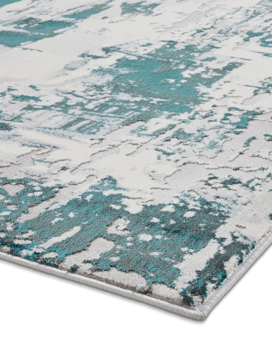 Apollo CR579 Modern Abstract Rug in Grey/Green side angle view