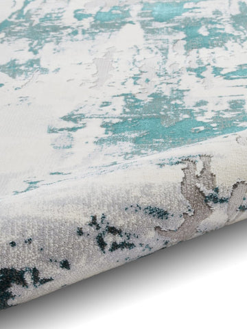 Apollo CR579 Modern Abstract Rug in Grey/Green closeup view