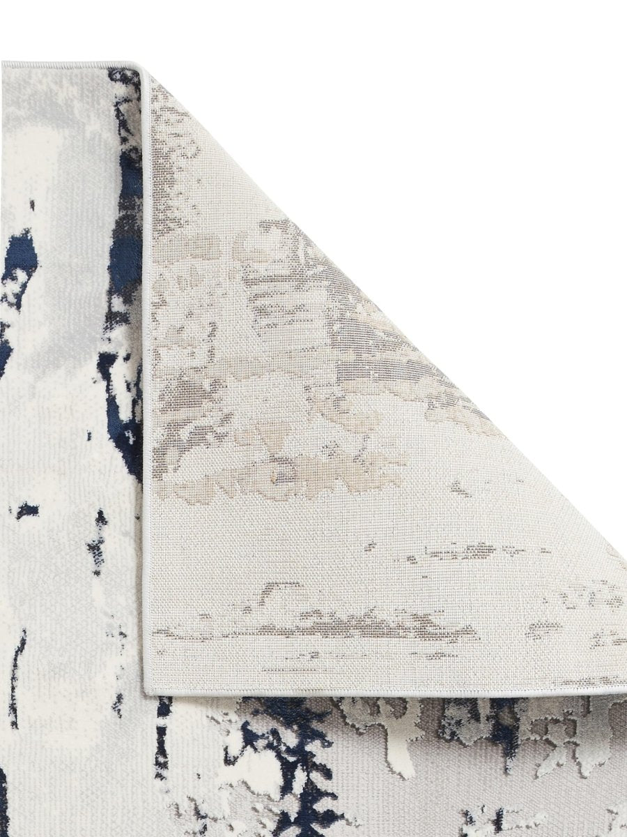 Apollo CR579 Modern Abstract Rug in Grey/Navy back side view